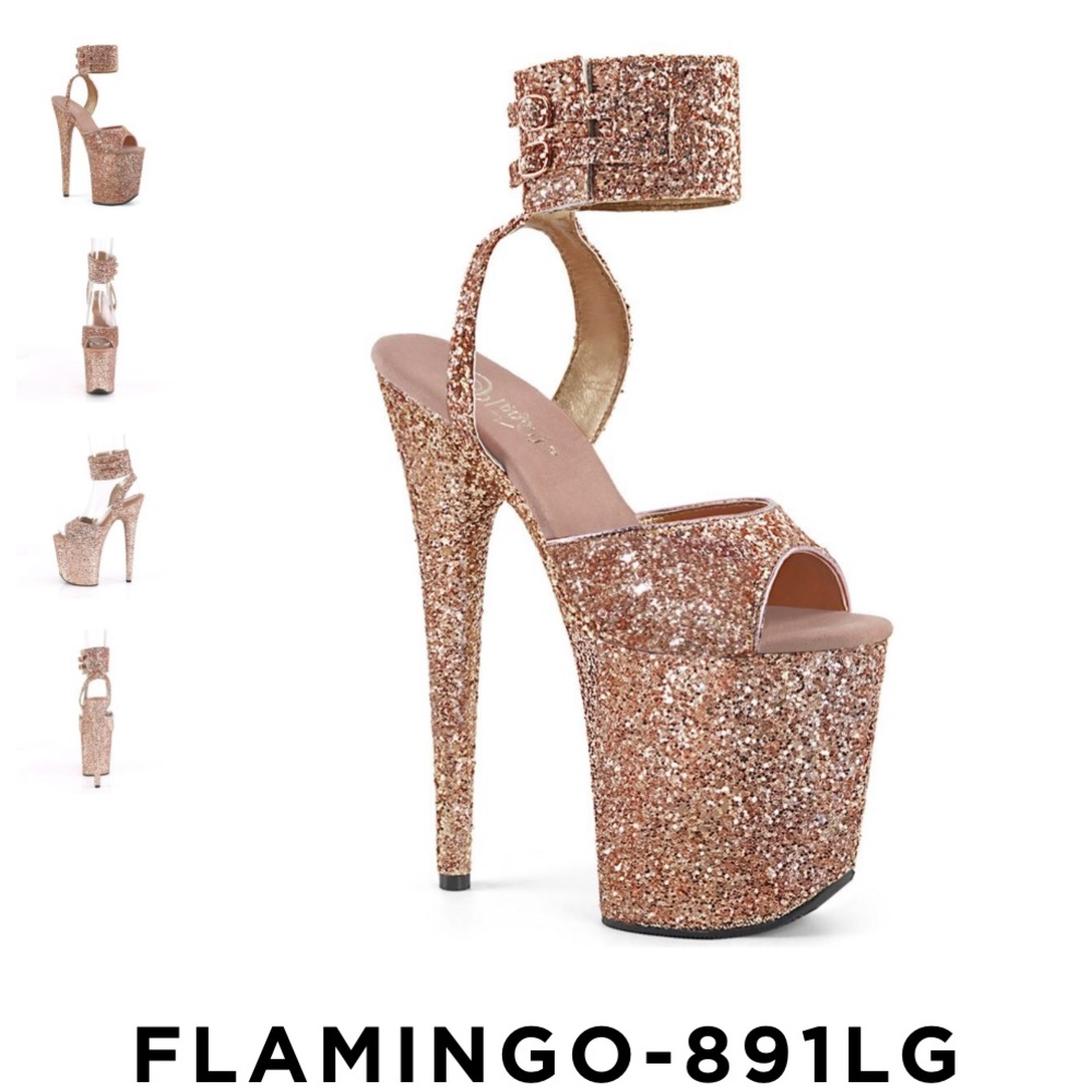 Rose Gold Exotic Dance Pleaser Heels “Flamingo”